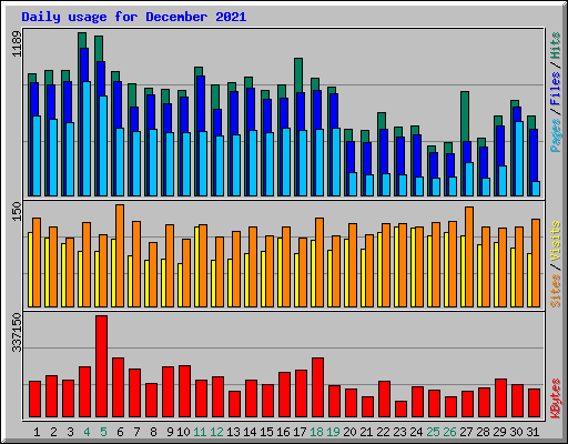 Daily usage for December 2021