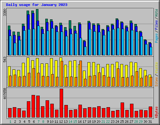 Daily usage for January 2023