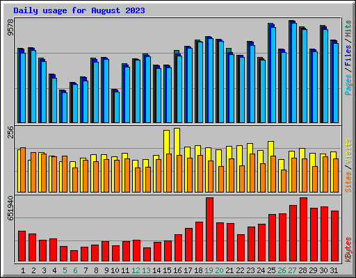 Daily usage for August 2023