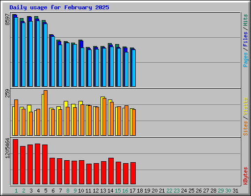 Daily usage for February 2025