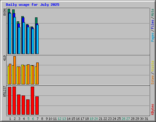Daily usage for July 2025