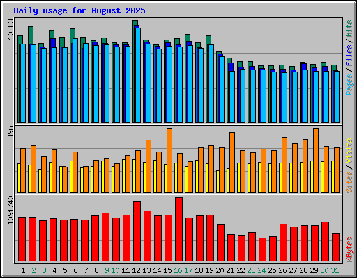 Daily usage for August 2025