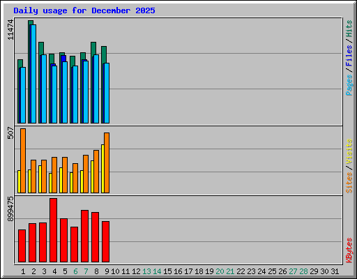 Daily usage for December 2025